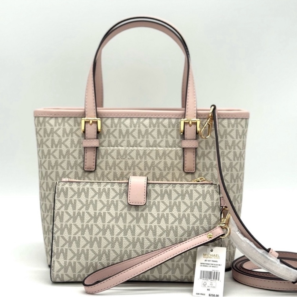 Michael Kors Jet Set Travel Extra-Small Top-Zip Tote Bag & Double Zip Wallet Set - Picture 5 of 12